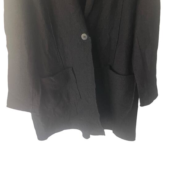 Chico's Size 3 Large Black 100% Wool One Button Overcoat Jacket - Picture 3 of 8